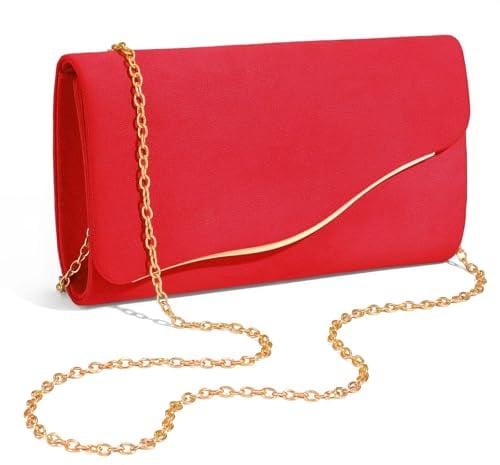 XquiziFit Damen Clutch Handtaschen Formelle Abend Clutch mit Abnehmbarer Kette Kunstwildleder Handtasche für Hochzeitsfeiern