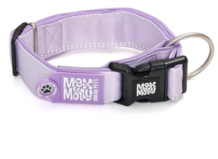 Max & Molly Gotcha! Hundehalsband Breit/37-57cm, Halsband Hund mit Smart ID, gepolstertes Neopren Halsband für Hunde, Lavendel, bequem, verstellbar