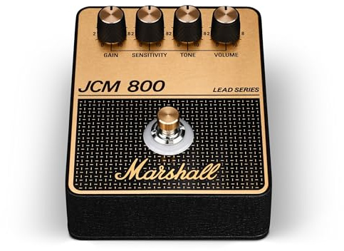 Marshall JCM800 Overdrive/Distortion Pedal - Black and Gold | Volume, Gain, Sensitivity and Tone Controls | 9V Battery or DC-powered