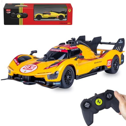 JAMARA 402263 Ferrari 499P-N83 1:24 Gelb 2,4GHz RC Auto Rennwagen Ferngesteuert Modellauto Spielzeug Kinder ab 6 Jahre Geschenkidee