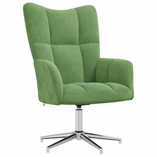 vidaXL Relaxsessel Drehbar Fernsehsessel Polsterstuhl Polstersessel Relaxstuhl Sessel Stuhl Armsessel Ohrensessel Wohnzimmer Hellgrün Samt