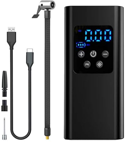 Electric Air Pump – Cordless Smart Cartyre Inflator, Portable Tyre Compressor, LCD Digital Gauge | Car Bike Motorcycle Ball Scooter Van SUV Roadside Preset Pressure Auto Shutoff