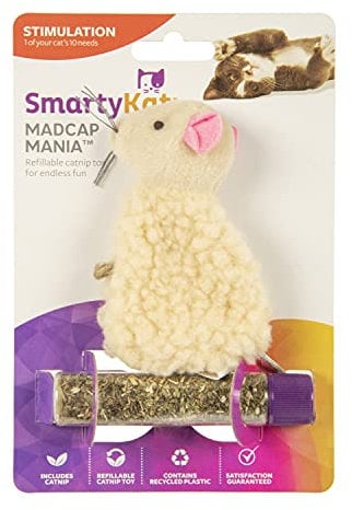 SmartyKat Madcap Mania Refillable Plush Catnip Cat Toy, Includes Catnip Tube - Randomly Selected Color, One Size