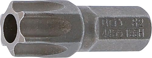 BGS 4455 | Bit | T-Profil (für Torx) mit Bohrung T55 | Länge 30 mm | Antrieb Außensechskant 8 mm (5/16) | Chrom-Vanadium-Stahl