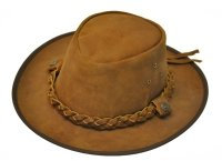 freelifes Lederhut Braun Nubuk Leder Grösse L - 59 ledermütze, cowboyhut, regenhut