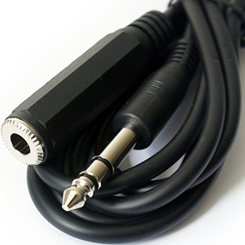 2m 6.35mm ¼” Stereo Plug to Jack Socket Extension Cable - Guitar Headphone Lead - Loops