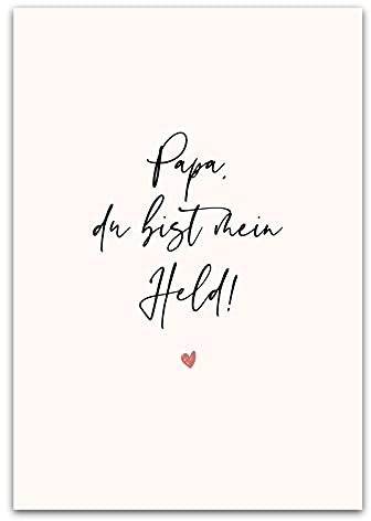 Him & I® - Postkarte Papa, du bist mein Held! - Glückwunschkarte für den besten Papa der Welt - Karte zum Vatertag - Grußkarte zum Geburtstag - Dankeschön Karte - Geschenkkarte - Maße: 16,5cm x 11,5cm
