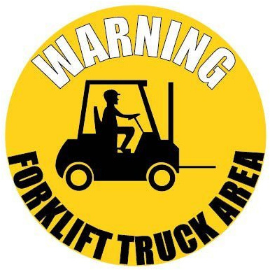 500mm Diameter White Warning Forklift Truck Area Floor Sticker Sign, Pack of 5 Heavy Duty Safety Floor Stickers (R11 Rated)