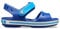 Crocs Crocband Sandals, Unisex-Kids Sandals, Lightweight and with Secure Fit, in Cerulean Blue/Ocean Strap and Stripe Detail, Size C11 UK