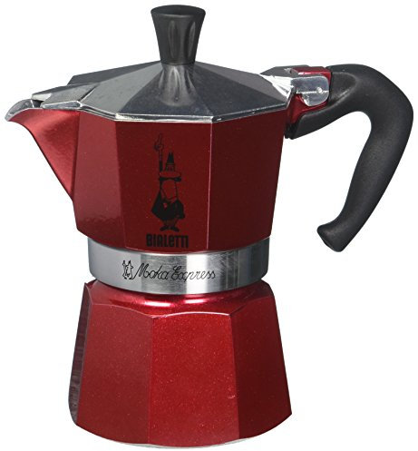 Bialetti Moka Emotion Caffettiera 3 Tazze, Alluminio, Rosso, 30x20x15 cm