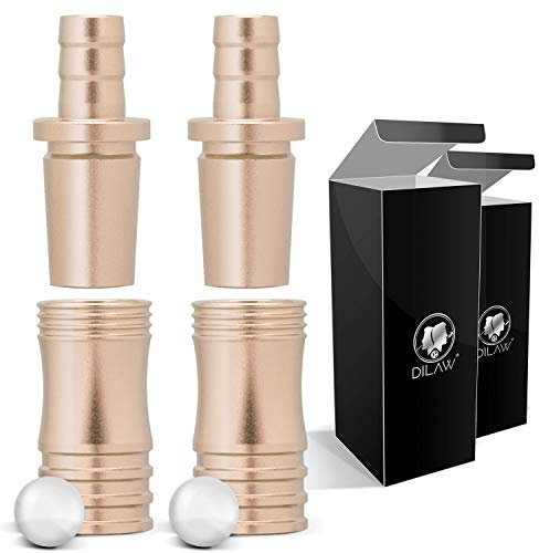 DILAW® Shisha Aluminium Schlauchadapter 18/8 Schliff Set 2-teilig Universal Hookah Wasserpfeife Alu Manyak,Opal,Vatos Menge: 2er Pack, Farbe: Rosé Gold