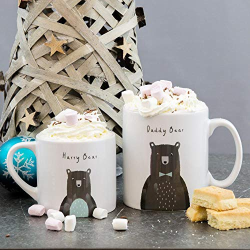 Personalised Parent and Child Mug Set - Father Son Mother Daughter Adult plus Kids Sized Cup Set | Family Baby Chino Mug, Gift Idea for Mother's or Father’s Day Dad Mam (Fun Bear Family Mug Set)