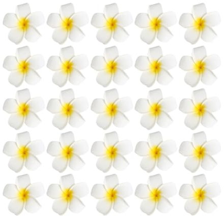 Vosarea 25pcs fleur de plumeria pince à cheveux frangipanier épingles à cheveux clips de fleur de fête hawaïenne pour les filles