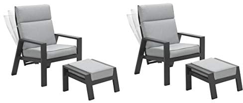Garden Impressions 2 x Luxus Relaxsessel mit Hocker Max, Verstellbarer Rücken