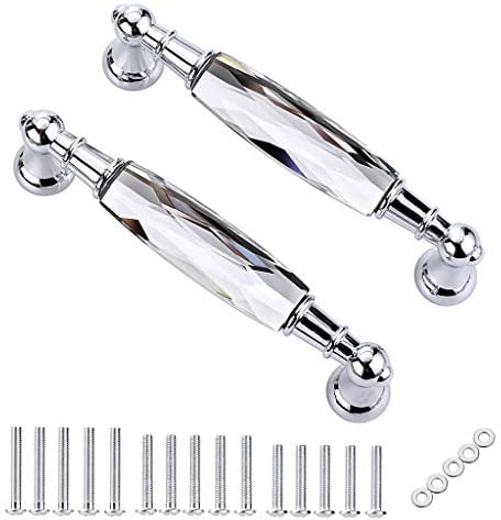 IGNPION 2pcs Crystal Drawer Handles Drawer Wardrobe Kitchen Door Knob Cabinet Pull Door Handle Cupboard Hardware for Home Decorating(Large)