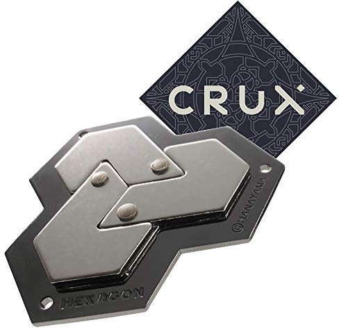 Hanayama Cast Hexagon Puzzle - Level 4 of 6 - Fairly Hard - Includes Crux Sticker