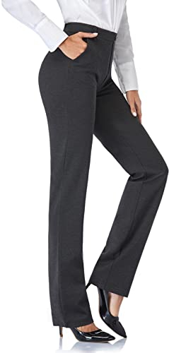 Tapata Damen 71cm/76cm/81cm/86cm Gerade Stretch-Hose mit Taschen Für Büro Geschäft Alltag, Tall/Lang/Regulär/Petite Hose 71cm, Holzkohle, XXL