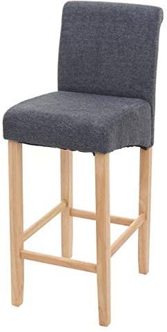 Mendler Barhocker HWC-C33, Barstuhl Tresenhocker, Holz MVG-Zertifiziert - dunkelgrau, helle Beine, Stoff/Textil