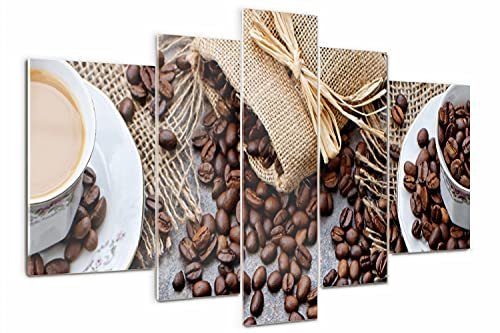 Tulup Glasbild Wandbild Gehärtetem Sicherheitsglas 170x100cm Wandkunst Küche & Wohnzimmer 5 Teile Akrylglas - Kaffee mit Milch