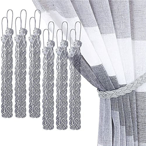 Décoration Clips Boucle Rideaux, 6 Pièces Embrasses Aux Rideaux Corde, Embrasses Rideau Tressées en Coton, Décoration Fenêtre, Utilisable dans Les Chambres D'hôtes, Cafés, Salles de Réception