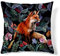 Obal William Morris Inspirierte Kissenbezüge Original Design Samtkissen Hülle Square Dekorative Wurfkissenbezug 45x45 cm für Sofa Bett Couch Wohnzimmer Schlafzimmer Wald Fuchs 1pc