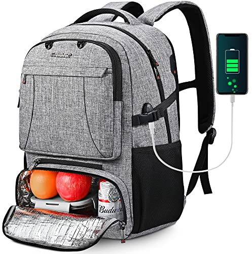 CoolBELL Zaino per Laptop 15,6 Pollici Con Porta di Ricarica USB e Tasca a Sfera - Resistente all'Acqua, Termico, Multifunzionale per Donna Uomo Lavoro Viaggi Campeggio, Grigio