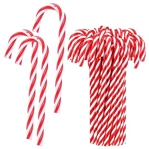20 pièces Canne de Bonbon en Plastique Torsadé Candy Cane à Suspendre Décoration Suspendus Candy Cane De Noël Ornement de Sucette de Noël Sucre d'orge à Suspendre Pendentif de Noël pour Noël Arbre