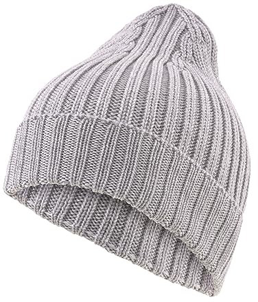 FALKE Unisex Beanie-Mütze Hat Rib U Be Wolle schnelltrocknend warm 1 Stück, Grau Light Grey 3400, OneSize