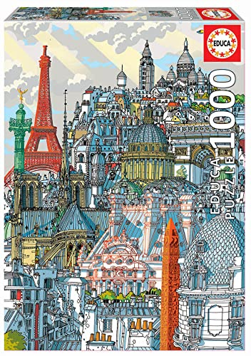 Educa 19264, Paris, 1000 Teile City Puzzle für Erwachsene und Kinder ab 10 Jahren, Städtepuzzle, Fankreich