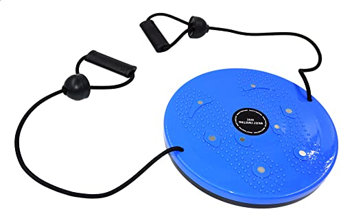chi-enterprise Twister mit Gummibändern und Magnetpunkten, Drehteller, Rotationsscheibe, Balance Board, Disc Board, Aerobic Fitnessscheibe, Twister Platte 25 cm, blau