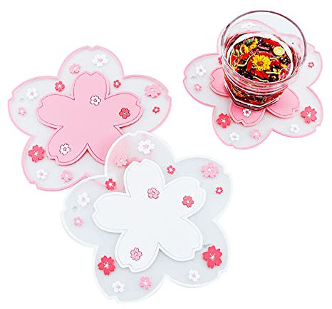 Lot de 4 dessous de verre doux en caoutchouc de silicone antidérapant pour décoration de maison, de Noël, de mariage, de salle à manger