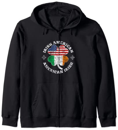 Irische amerikanische Flaggen Glücksklee Geschenk Männer Frauen Citizen Kapuzenjacke