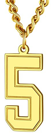 Supcare 18k vergoldet Zahl fünf Kette Damen Nummer 4 Anhänger Edelstahl Halskette für Männer Jungen Hip Hop Rapper Charm Halskette Modeschmuck Accessoire