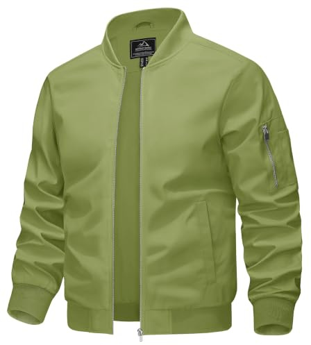 KEFITEVD Men Casual Thin Jacket Spring Lightweight Golf Jackets Sports Coat with Pockets,0live Green,S