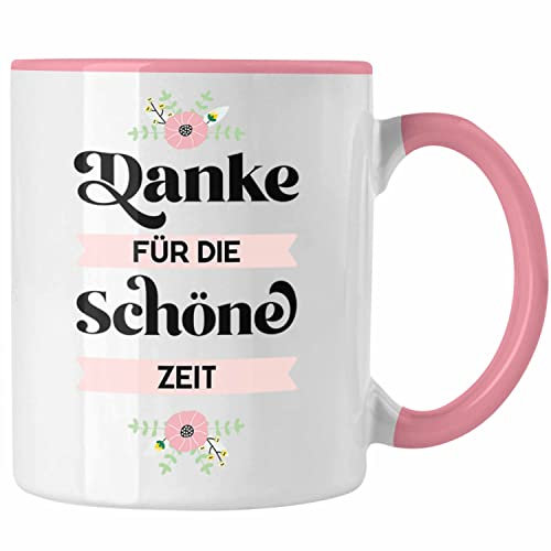 Trendation - Danke für Die Schöne Zeit Tasse Geschenk Abschied Kollege Lehrerin Kollegin Freundin Abschiedsgeschenk (Rosa)
