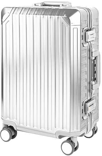 GLX2 X2 Aluminium-Koffer, 3 Größen (50,8 cm, 66 cm, 73,7 cm), TSA-Schloss, Handgepäck, Silber, silber, 20 Carry On, Hartschalenkoffer