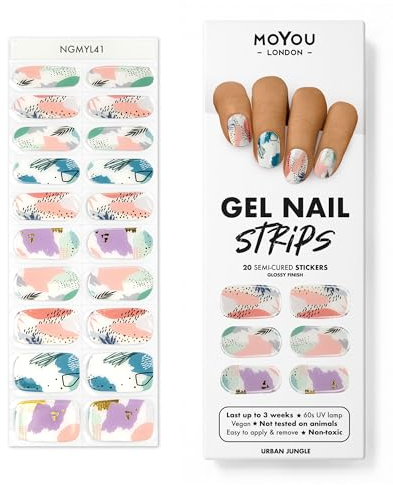 MOYOU LONDON Semi Cured Gel Nail Strips - 20 Pcs. Spring Nail Wraps for Salon-Quality Manicure - Works with Any UV Lamp - Easy to Apply, Trim, & Remove Gel Stickers