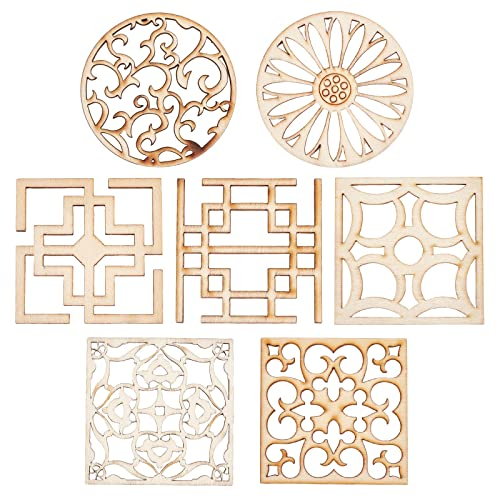 GORGECRAFT 7 stile 14 pezzi In Legno Intagliato Onlay Appliques Intaglio Decalcomania Angolo Artigianato Mobili Non Verniciati Casa Finestra Decorazione Intaglio Del Legno Decalcomania per Comò Letto