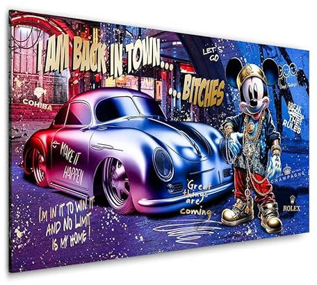 Kunstgestalten24 Leinwandbild Micky Maus Pop Art Comic Zitat Bild Kunstdruck Raum Wand Deko