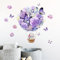 HGDESIGN® Wandtattoo Wandaufkleber Blumen Ballon Hase Lila Kinderzimmer Babyzimmer Kind Baby Mädchen Wandsticker Wandbild Wanddeko (A)