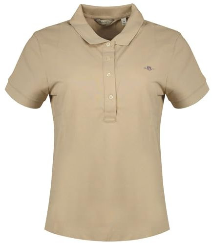 GANT Damen Slim Sheild Cap Sleeve Pique Polo, Dry Sand, Large
