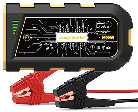 3000A Booster Batterie Voiture Démarrage d'urgence - Booster de Batterie Moto & Voiture Essence 8.0L en Diesel 6.5L, Connecteur Y29 Plus USB Type-C, Compatible avec Voitures Diesel/Essence et Motos