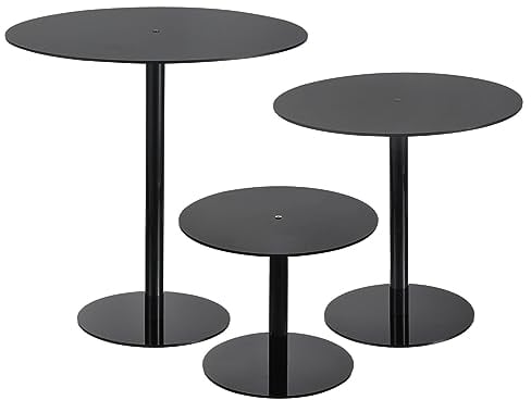 sourcing map 3Pack Acrylic Cake Stand, Round Cake Stands for Dessert Table, Clear Cupcake Holders for Wedding Event, Birthday Party, Acrylic Showcase Stand for Pastry Candy Pizza Display Black