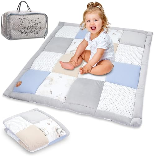 Krabbeldecke Spielmatte Krabbelmatte für Baby Kinder - Babies Patchworkdecke Bodenmatte Spieldecke Play Mat für Kinderzimmer und Laufgitter 100x100 cm