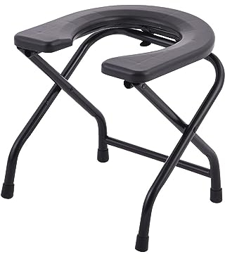 Chaise Percée Toilette, Siège Toilette Pliable Chaise D'aisance Anti-Dérapant, Chaise Pot Chambre Adulte, Multi-usages Facile à Laver Siège Toilette Accroupi pour Personnes âgées Siège, hauteur 38cm