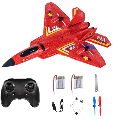 AVCXEC Avión de Control Remoto, 2.5CH Avion Teledirigido, 2.4GHz Avión Control Remoto Niño, Planeador de Control Remoto, Aviones De Control Remoto para Niños, Principiantes, Adultos (Rojo)