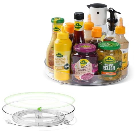 FRIBERG Especiero Giratorio 360° Para Tarros De Especias, Plato Giratorio Organizador Cocina,Carrusel Giratorio Frigorífico Para Cocina, Frigorífico, Baño