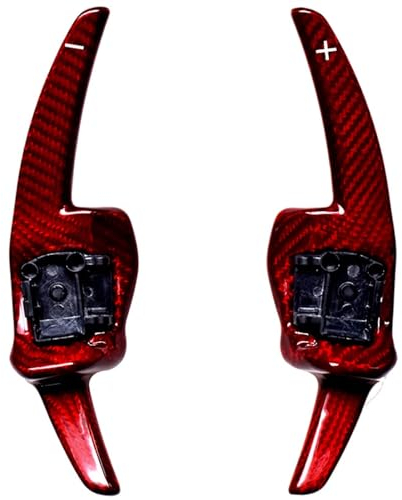 SPYKEY Auto Lenkrad Schaltwippen für VW Golf 5 MK5 V R32 GTX GTI GT-TSI,Schaltwippen Verlängerung Shifter Verlängerung Autodekoration Aufkleber,B-Red