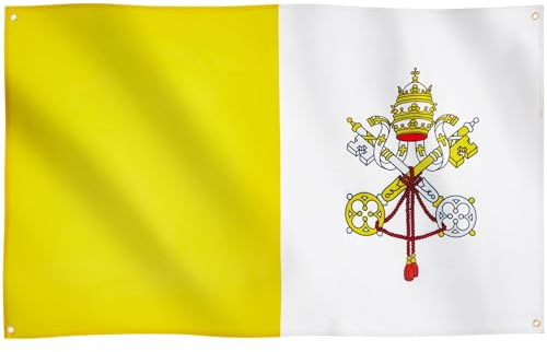 Runesol Drapeau du Vatican, 91x152cm, 3ft x 5ft, 4 Anneaux, œillet dans chaque coin, Catholicisme, le Saint-Siège, Drapeau du pape, Drapeaux Premium, Intérieur, Extérieur, Fête de la Saint-Joseph