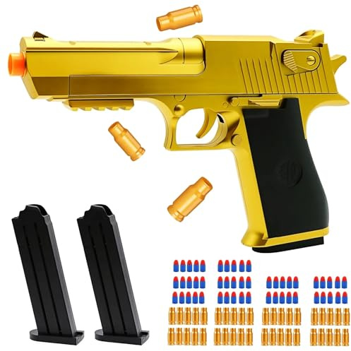 Nogevo Pro Gold Shell-Eject Toy Gun with Realistic Foam Bullets 6+ Kids